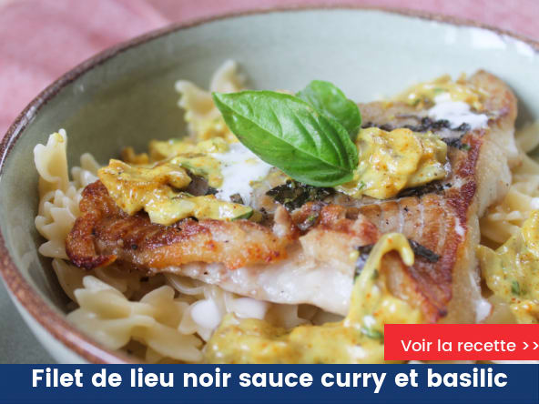 Filet de lieu noir sauce curry et basilic